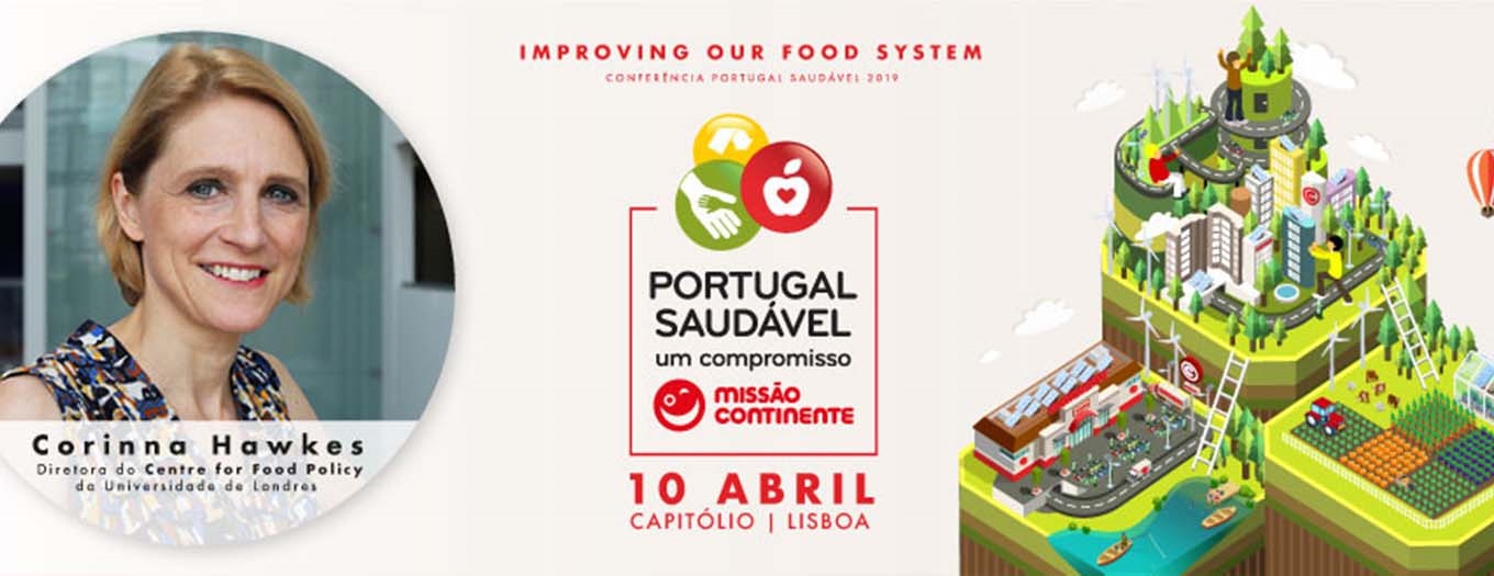 Cartaz Conferência Portugal Saudável com Corinna Hawkes